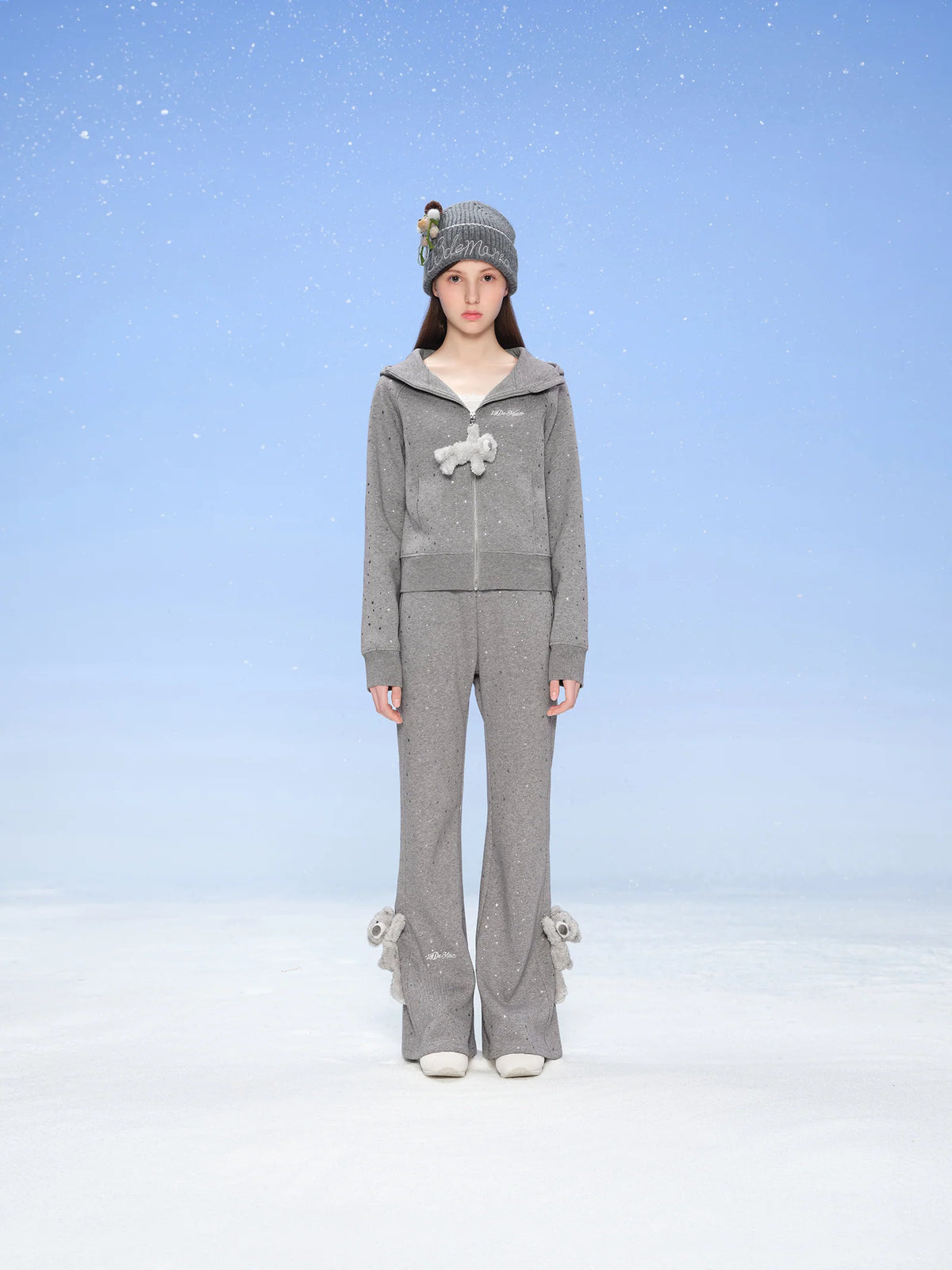 13DE MARZO Galaxy Spark Slim Fit Hoodie Grey