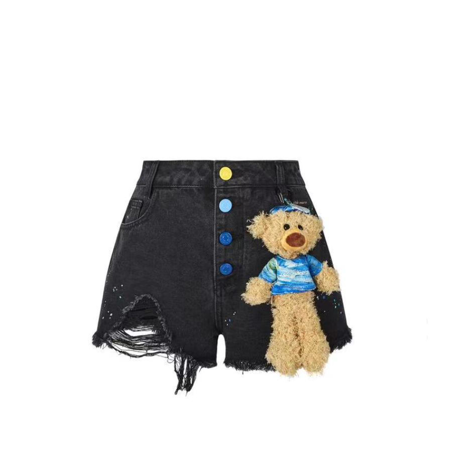 13 DE MARZO VAN GOGH MASTERPIECE DENIM SHORTS