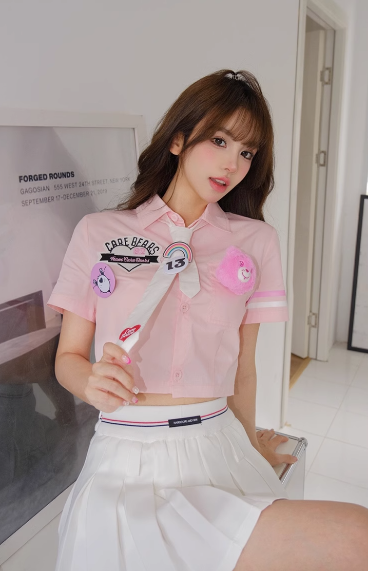 13 DE MARZO RAINBOW BEAR COLLEGE STYLE SHORT-SLEEVED SHIRT