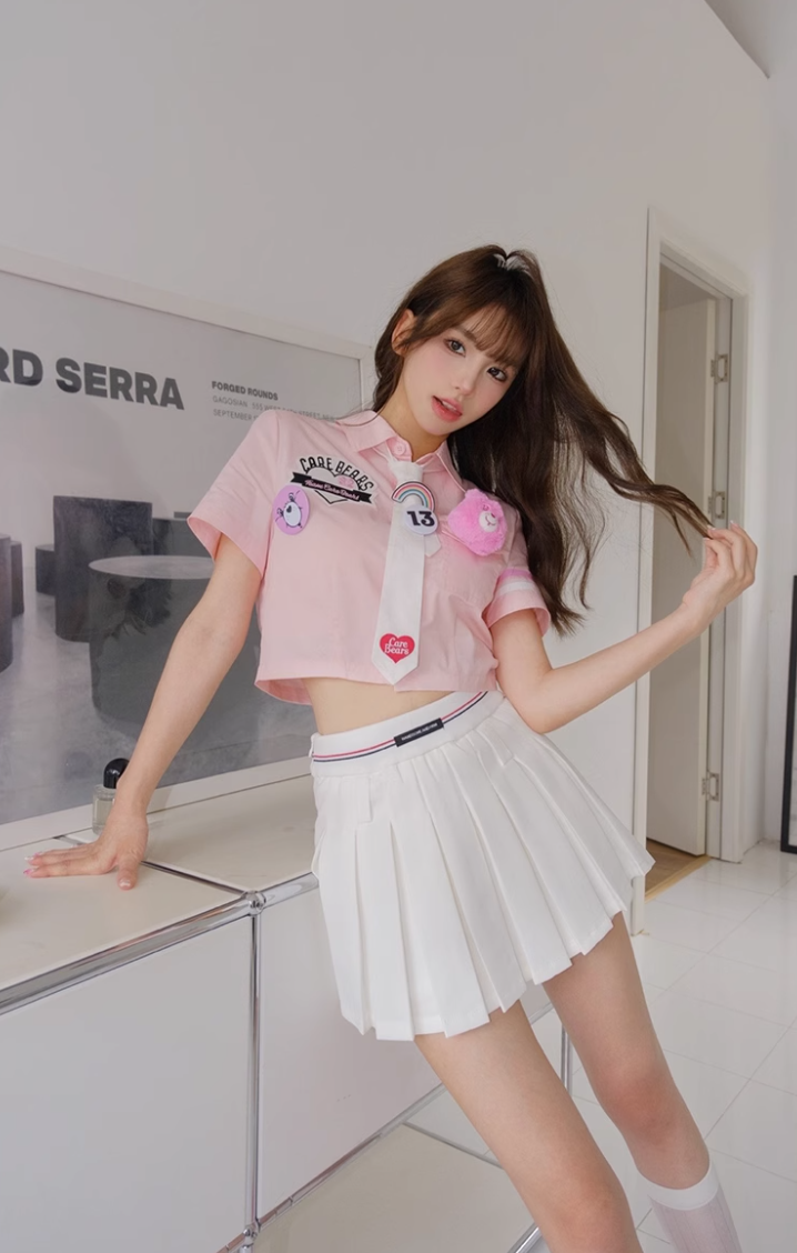 13 DE MARZO RAINBOW BEAR COLLEGE STYLE SHORT-SLEEVED SHIRT