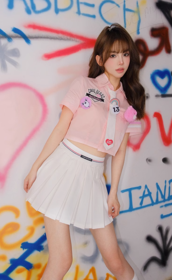 13 DE MARZO RAINBOW BEAR COLLEGE STYLE SHORT-SLEEVED SHIRT