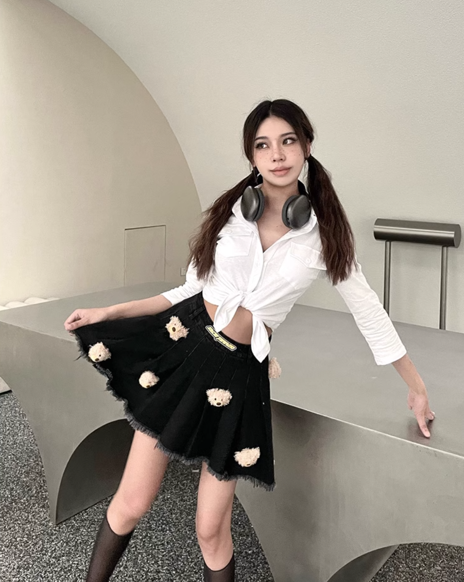 13 DE MARZO LUMINOUS FIGURE DENIM SKIRT