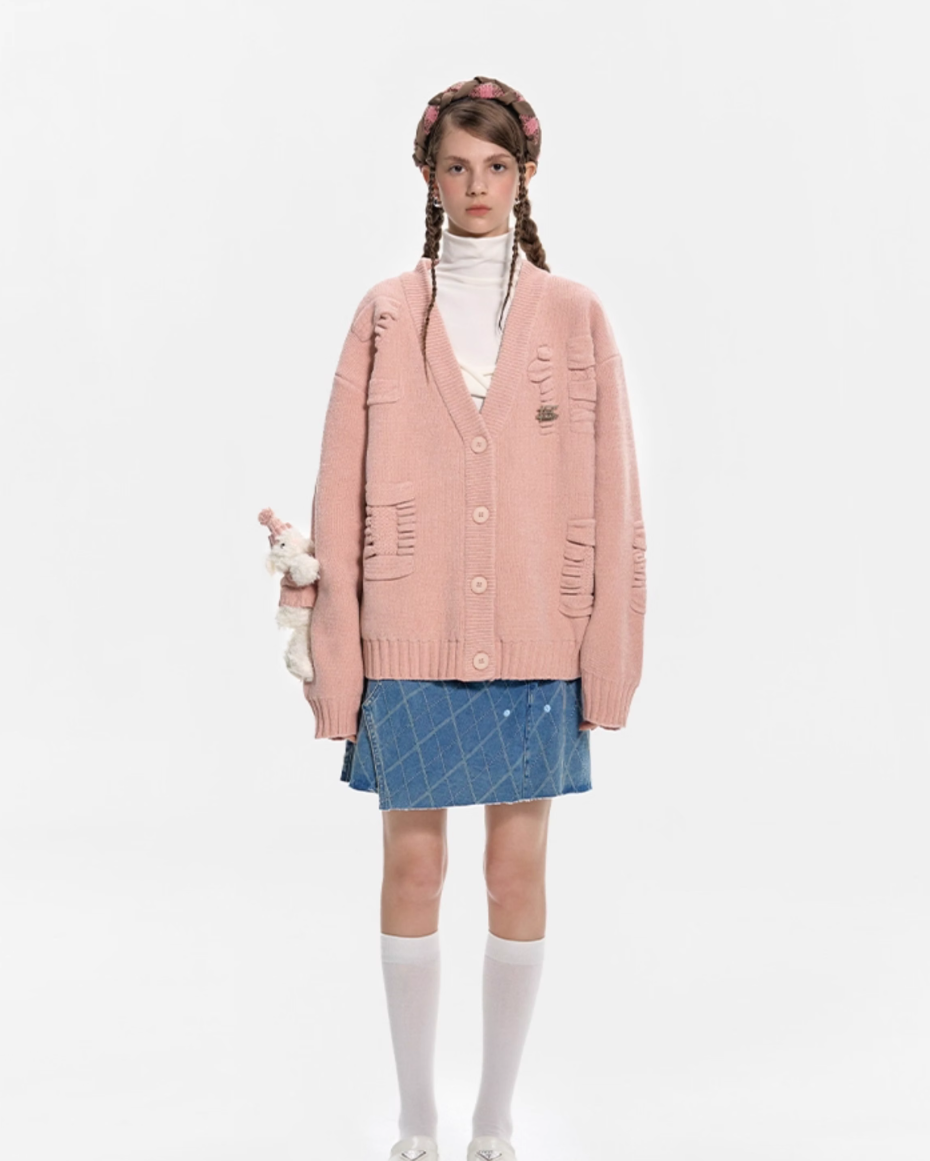 13 DE MARZO DOLL JACQUARD KNIT CARDIGAN