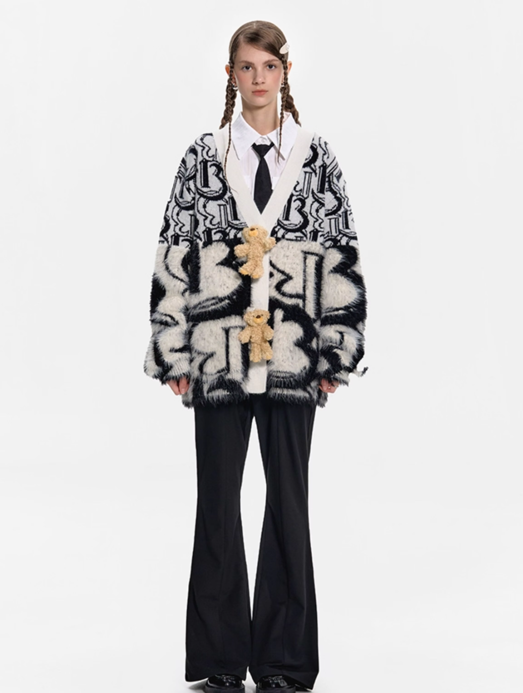 13 DE MARZO JACQUARD KNITTED CARDIGAN COVERED WITH LOGO