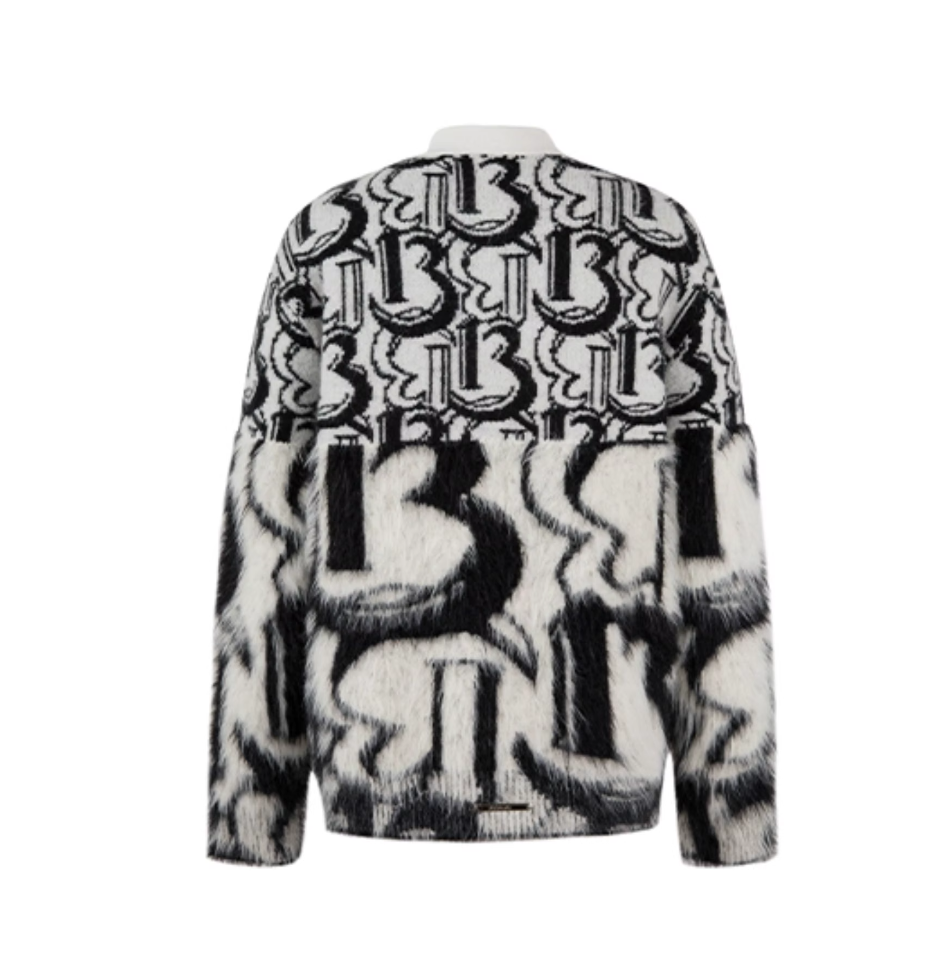 13 DE MARZO JACQUARD KNITTED CARDIGAN COVERED WITH LOGO
