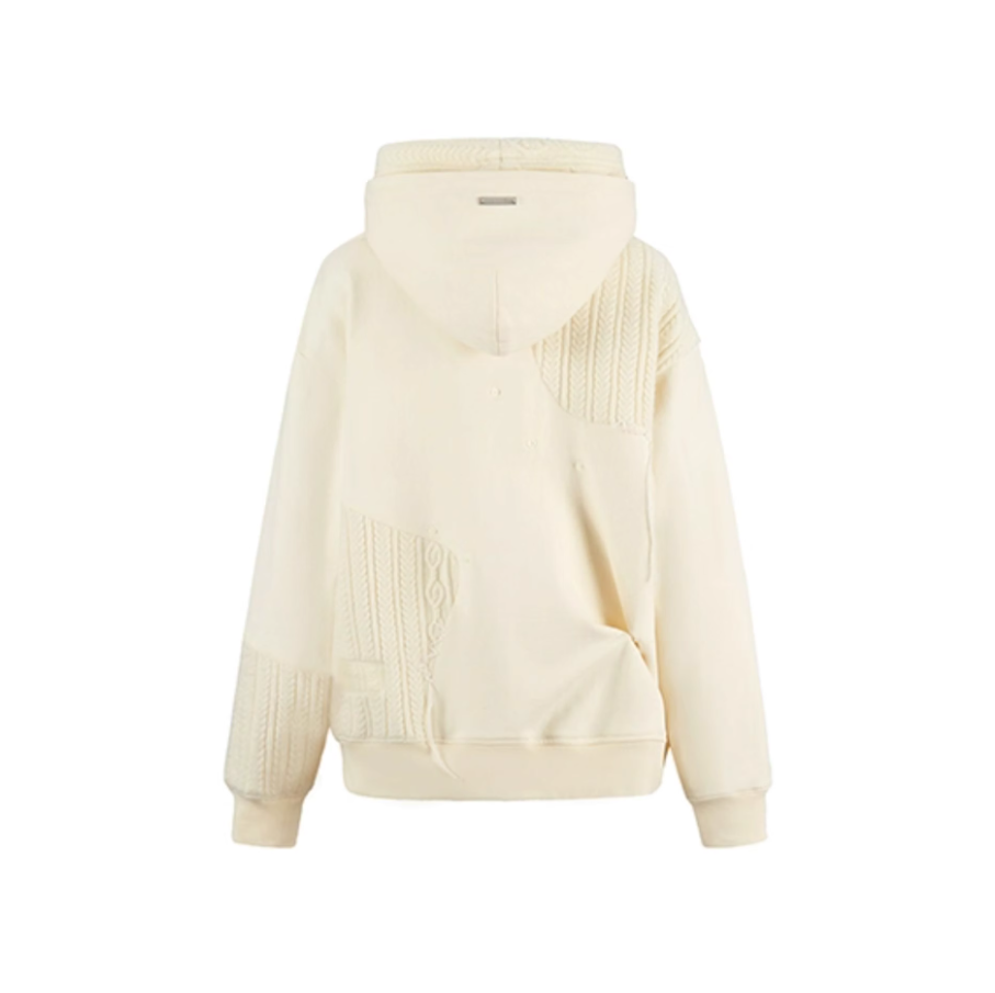 13 DE MARZO WOOLEN SPLICED DOUBLE CAP PLEATED LOOSE HOODIE
