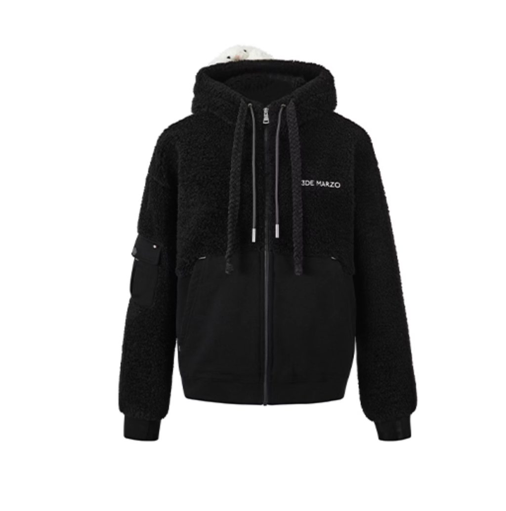 13 DE MARZO IMITATION LAMB WOOL ZIPPER HOODIE JACKET HOODIE