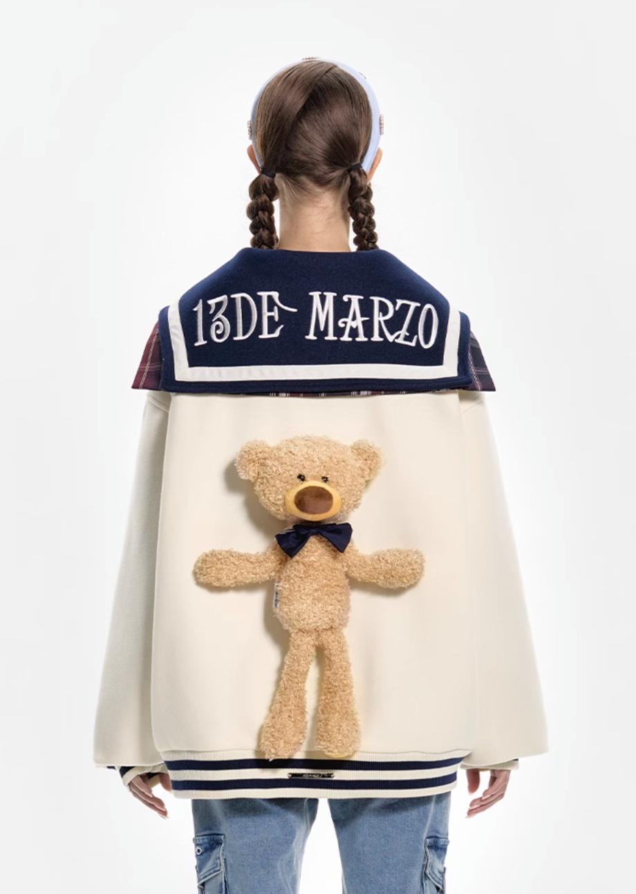 13 DE MARZO NAVY COLLAR FASHION BASEBALL JACKET