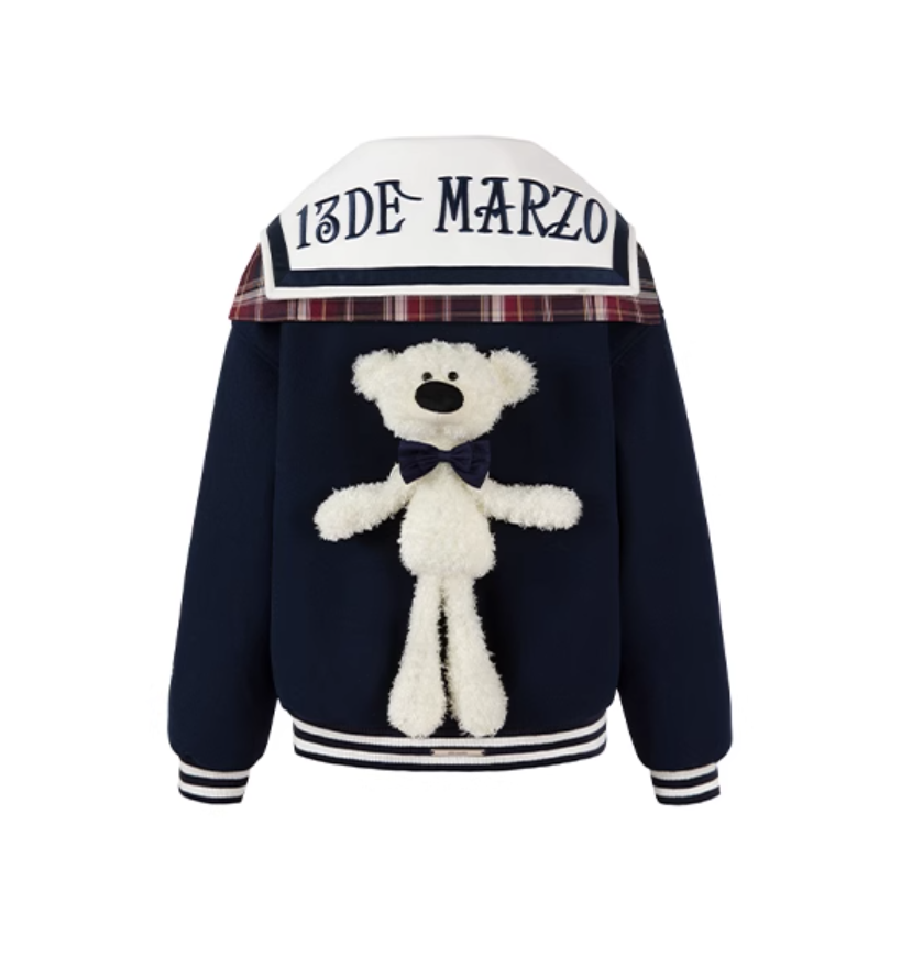 13 DE MARZO NAVY COLLAR FASHION BASEBALL JACKET