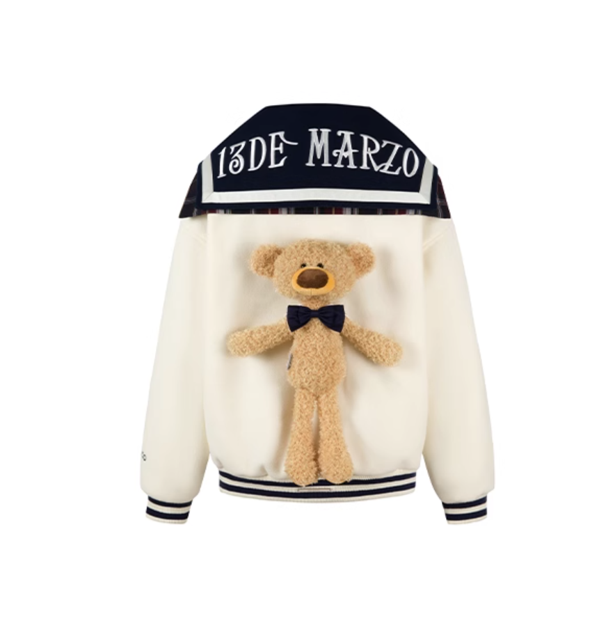 13 DE MARZO NAVY COLLAR FASHION BASEBALL JACKET