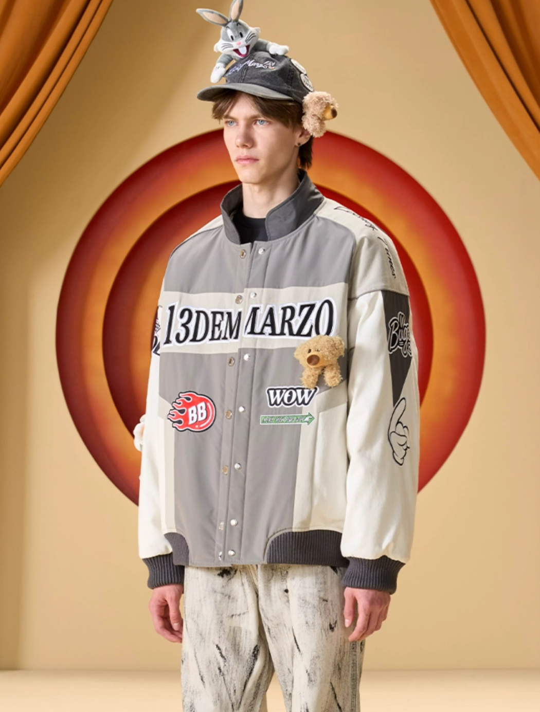 13 DE MARZO LOONEY TUNES BIKER SUIT THICKENED JACKET