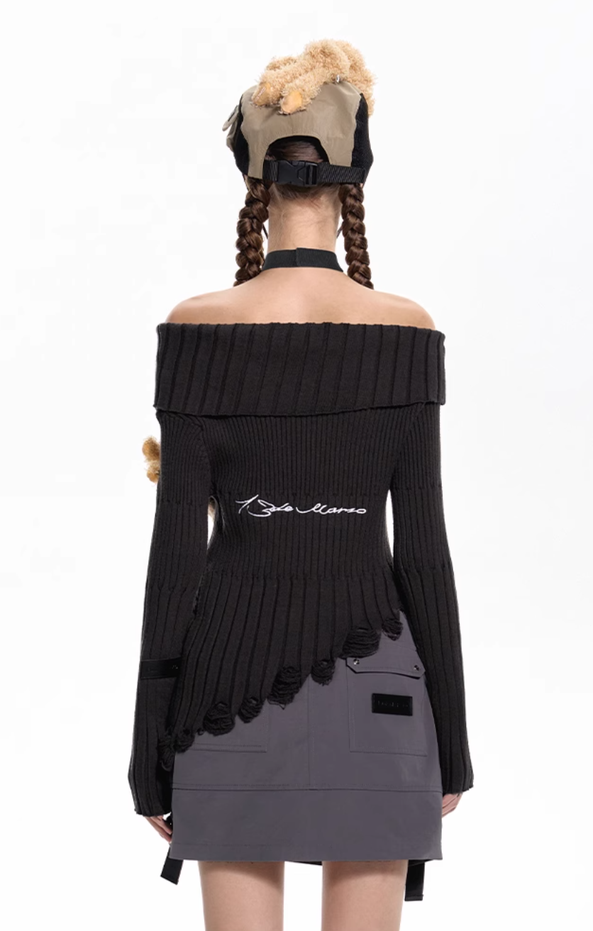 13 DE MARZO OFF-THE-SHOULDER SLIM-FIT SWEATER