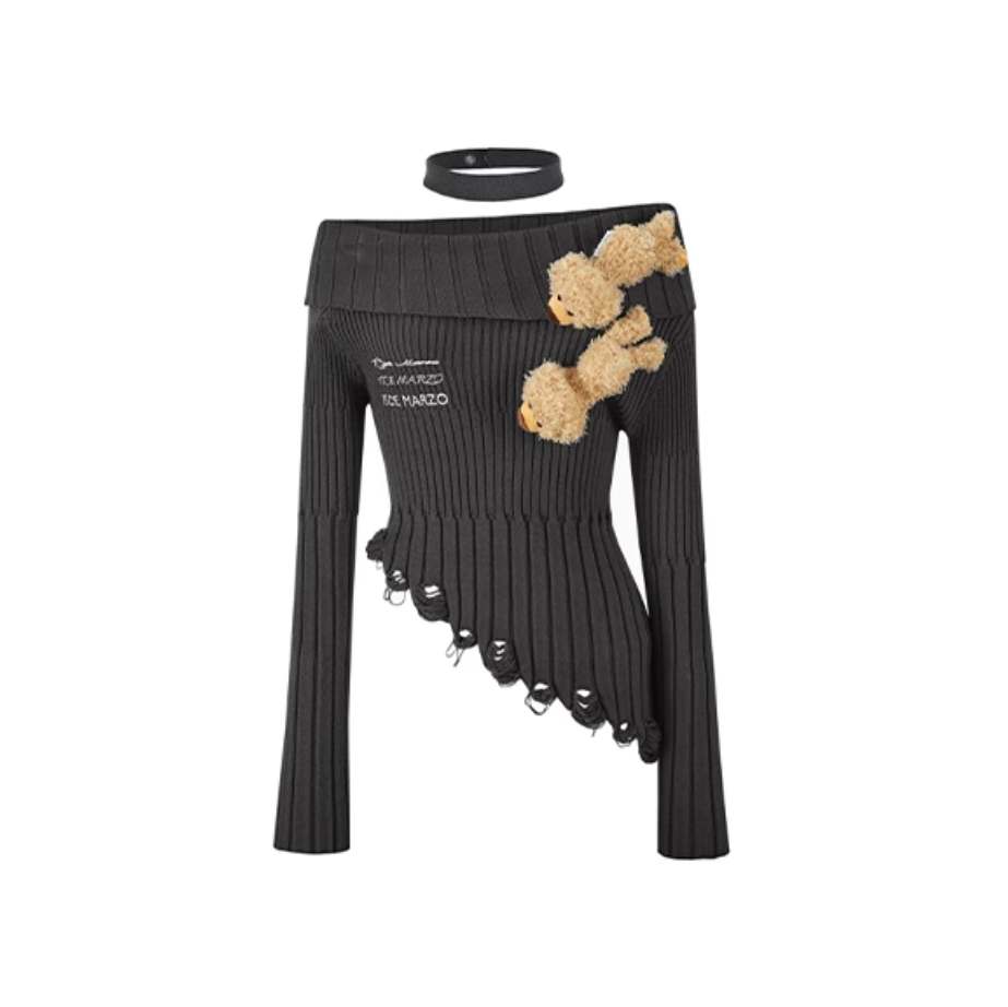 13 DE MARZO OFF-THE-SHOULDER SLIM-FIT SWEATER