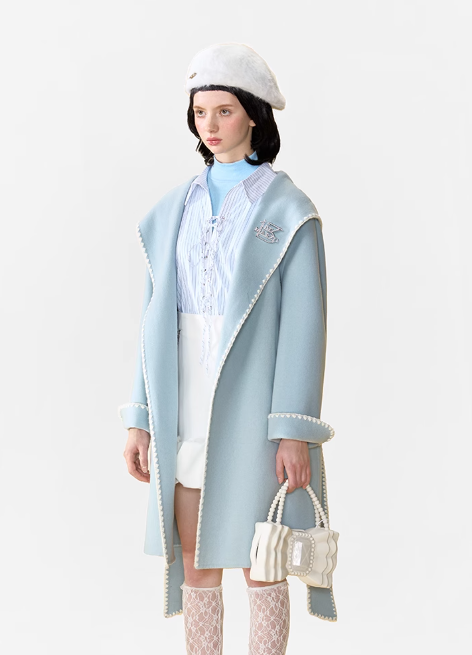 13 DE MARZO HOODED REVERSIBLE WOOL MID-LENGTH COAT