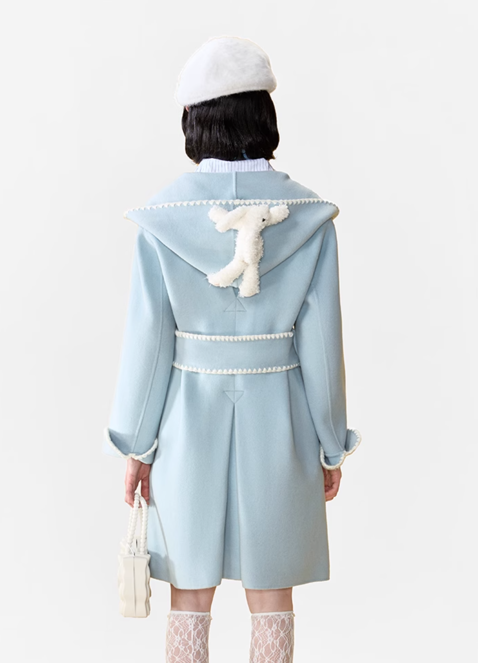 13 DE MARZO HOODED REVERSIBLE WOOL MID-LENGTH COAT