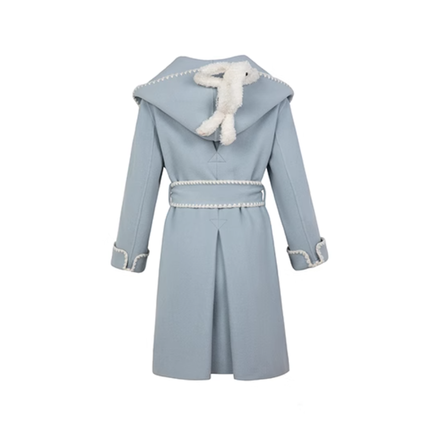 13 DE MARZO HOODED REVERSIBLE WOOL MID-LENGTH COAT