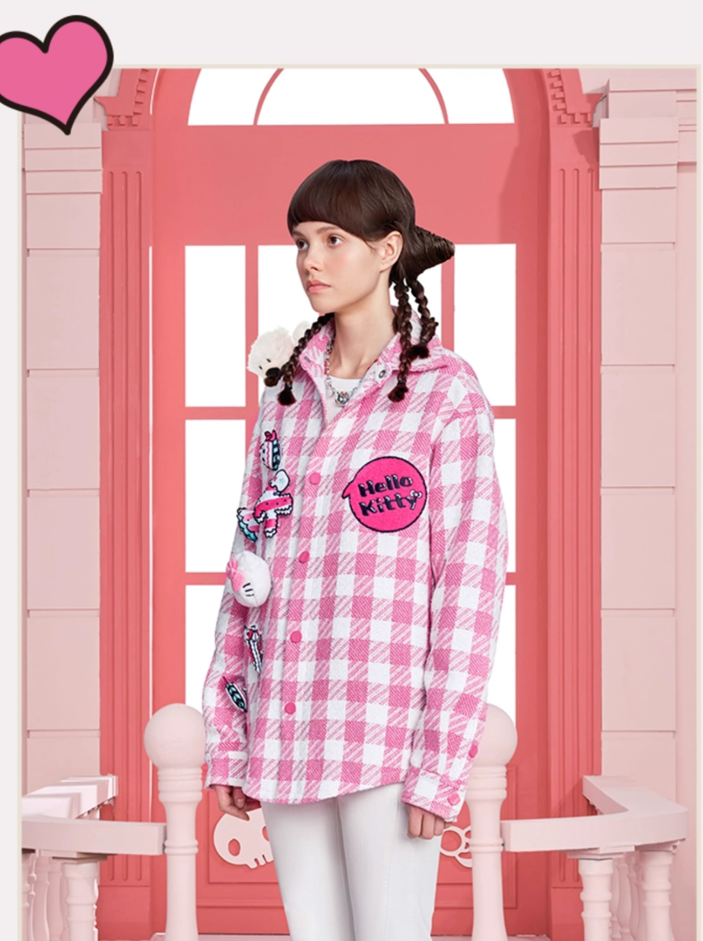 13 DE MARZO HELLO KITTY BEAR PLAID SHIRT