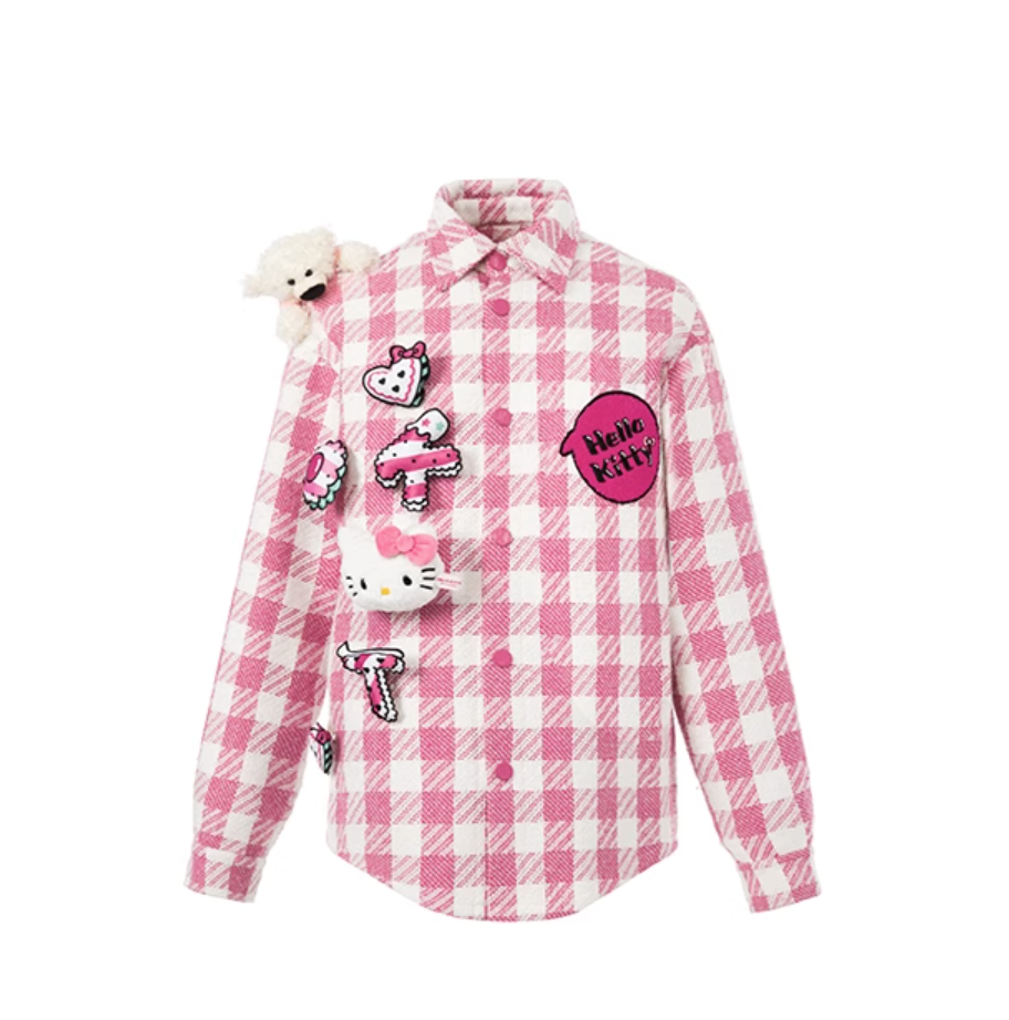 13 DE MARZO HELLO KITTY BEAR PLAID SHIRT