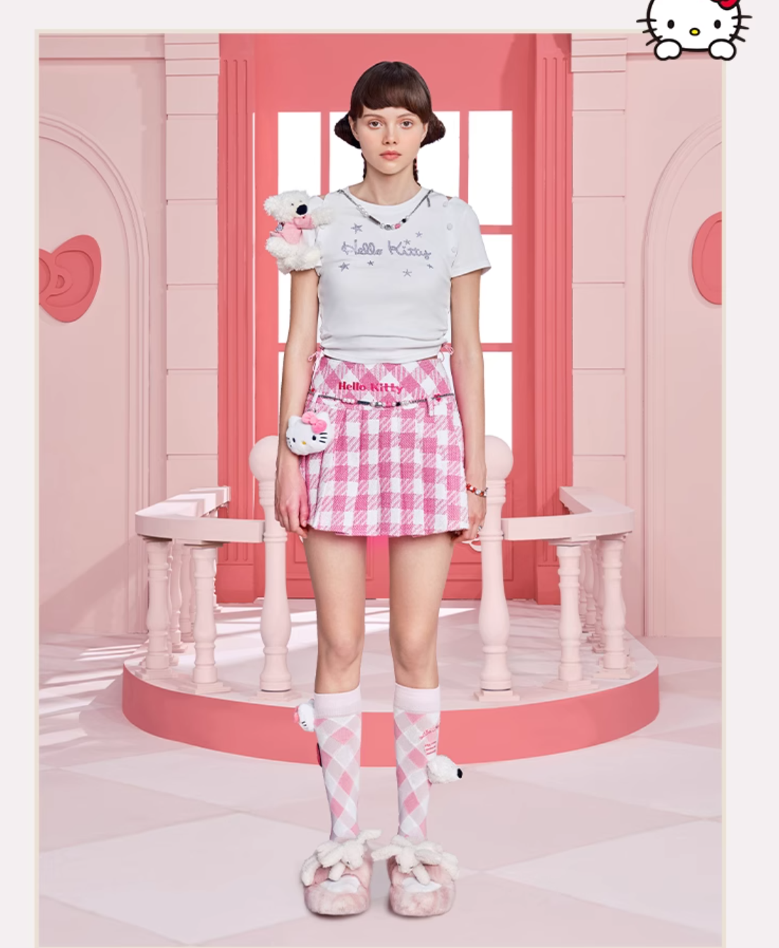 13 DE MARZO HELLO KITTY PLAID  PLEATED SKIRT