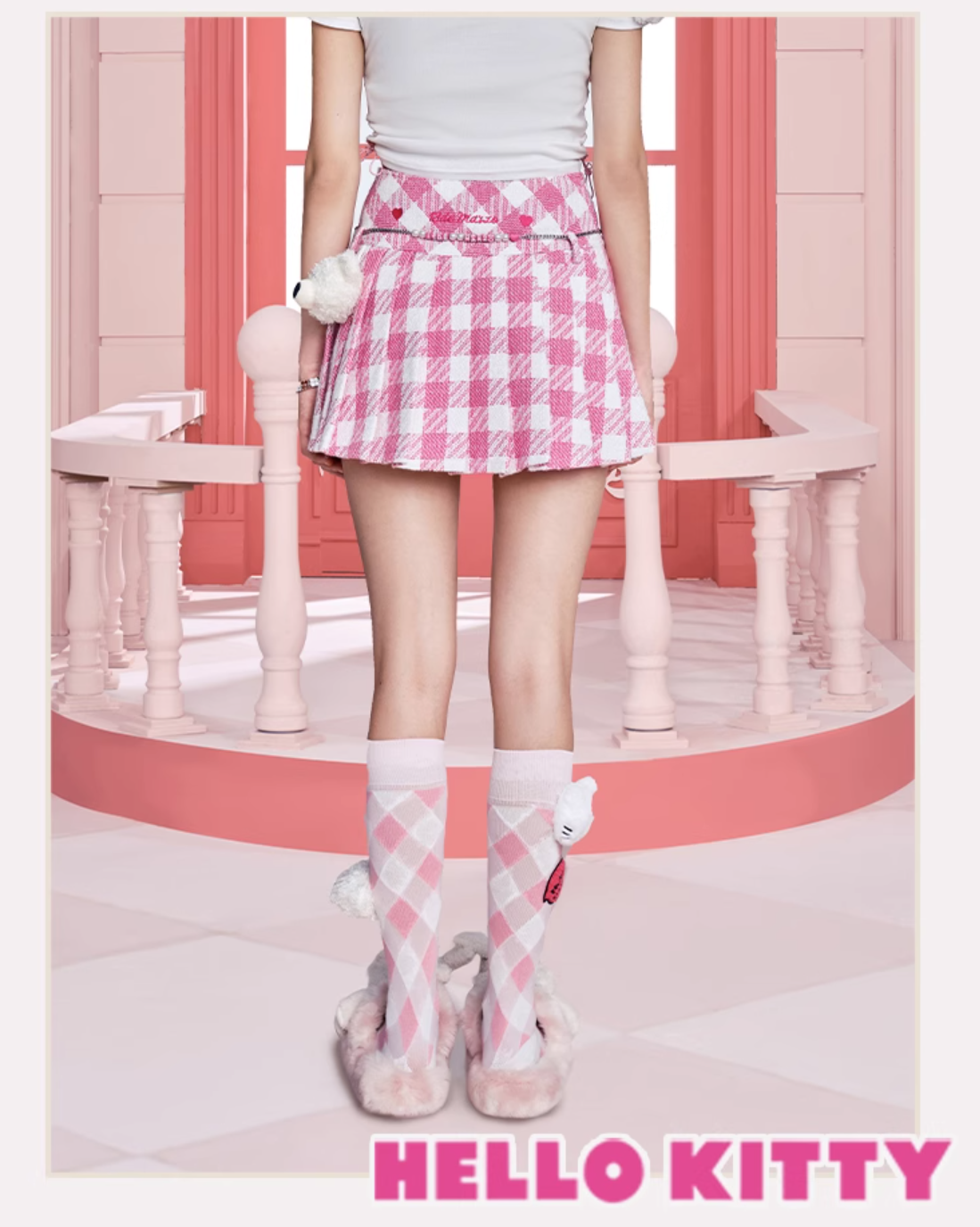 13 DE MARZO HELLO KITTY PLAID  PLEATED SKIRT