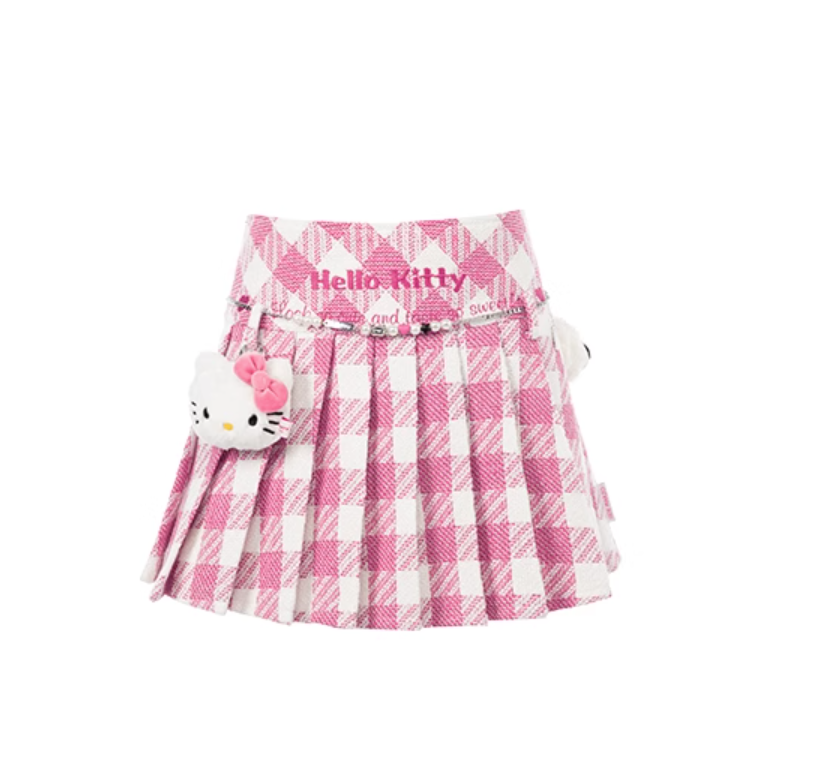 13 DE MARZO HELLO KITTY PLAID  PLEATED SKIRT