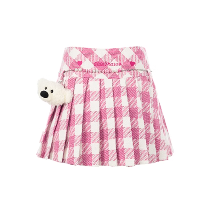 13 DE MARZO HELLO KITTY PLAID  PLEATED SKIRT