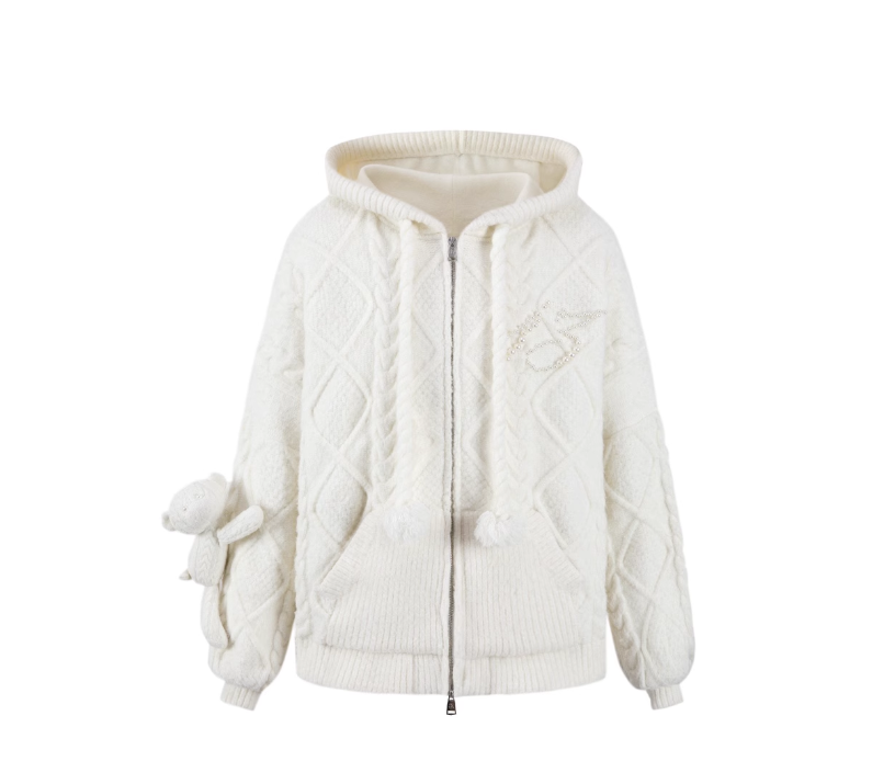 13 DE MARZO BEAR PEARL WEAVE COAT