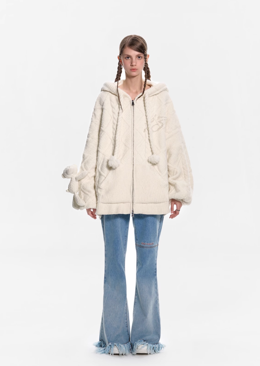 13 DE MARZO BEAR PEARL WEAVE COAT