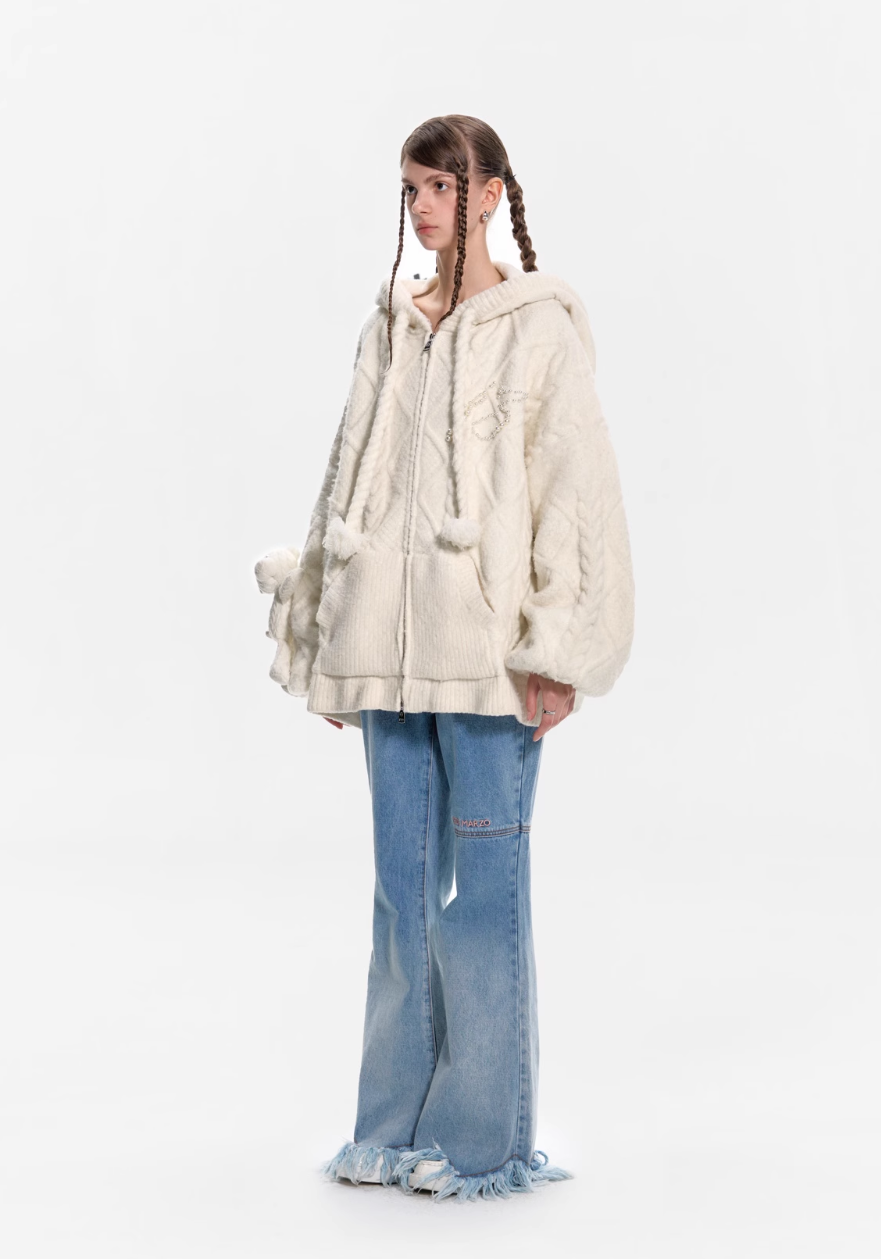13 DE MARZO BEAR PEARL WEAVE COAT