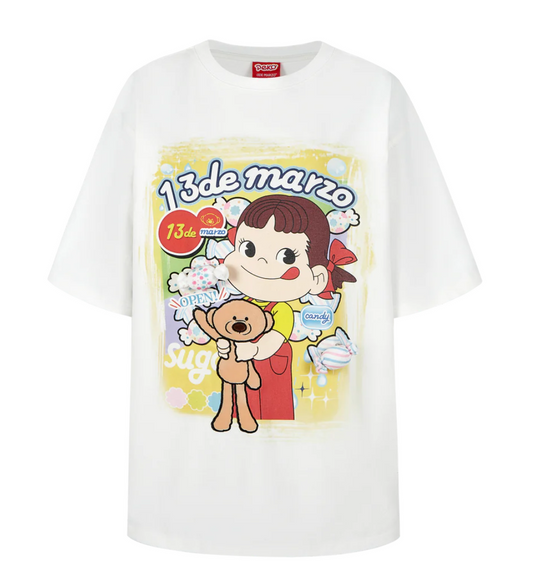 13 DE MARZO  PEKO SWEETS BEAR WASHED T-SHIRT WHITE