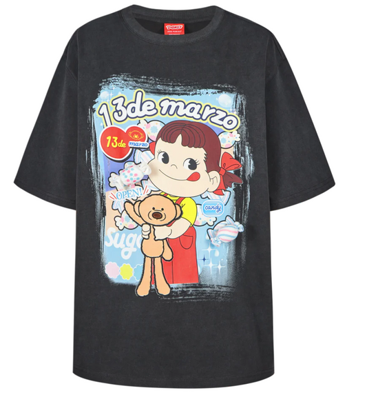 13 DE MARZO  PEKO SWEETS BEAR WASHED T-SHIRT BLACK