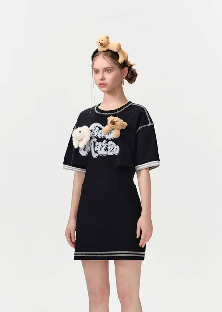 13DE MARZO DOOZOO WAIST CUT TEE DRESS BLACK