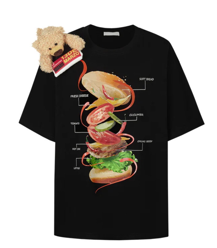 13DE MARZO Bear Hamburger Ingredient T-shirt