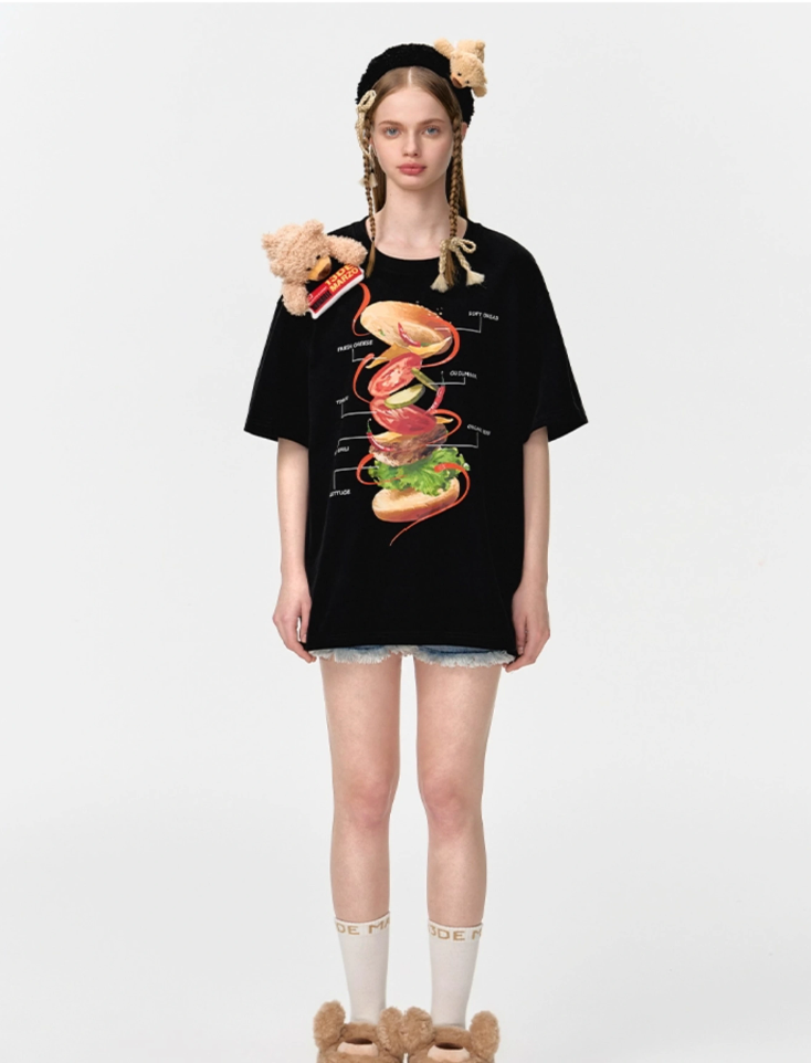 13DE MARZO Bear Hamburger Ingredient T-shirt