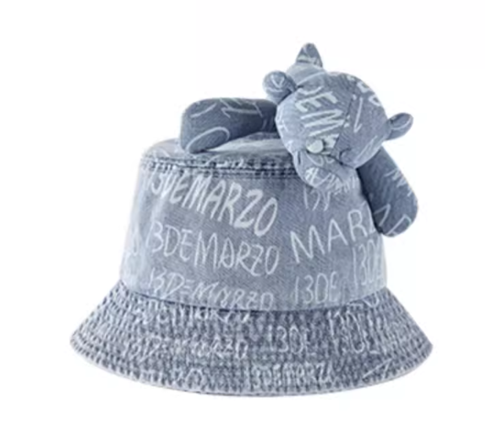 13DE MARZO Graffiti Logo Denim Bucket Hat