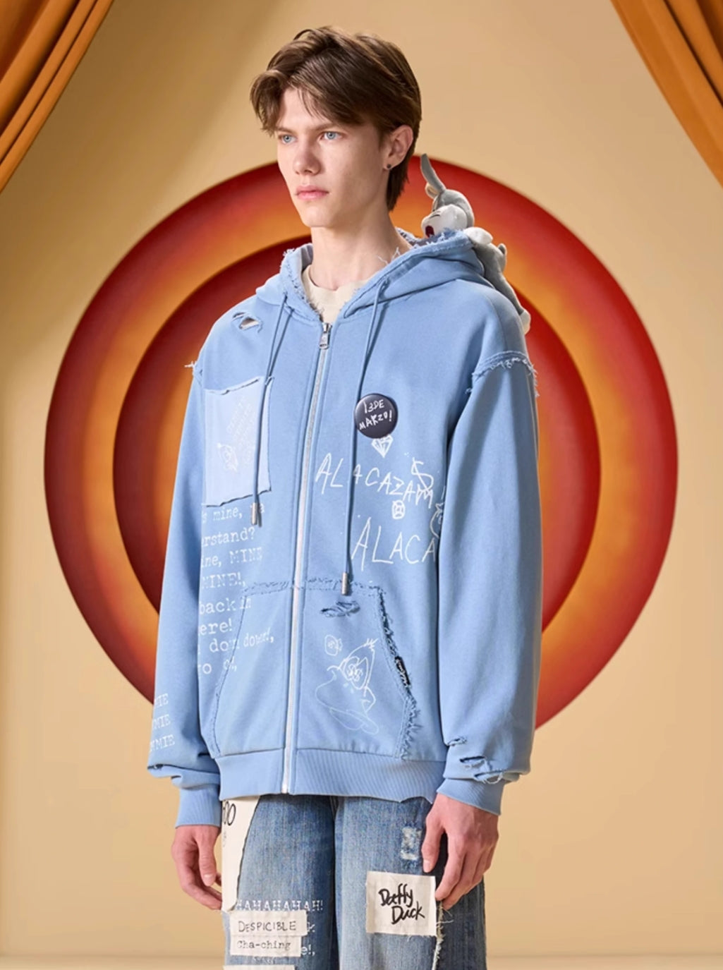13DE MARZO DAFFY DUCK SKETCH ZIP HOODIE
