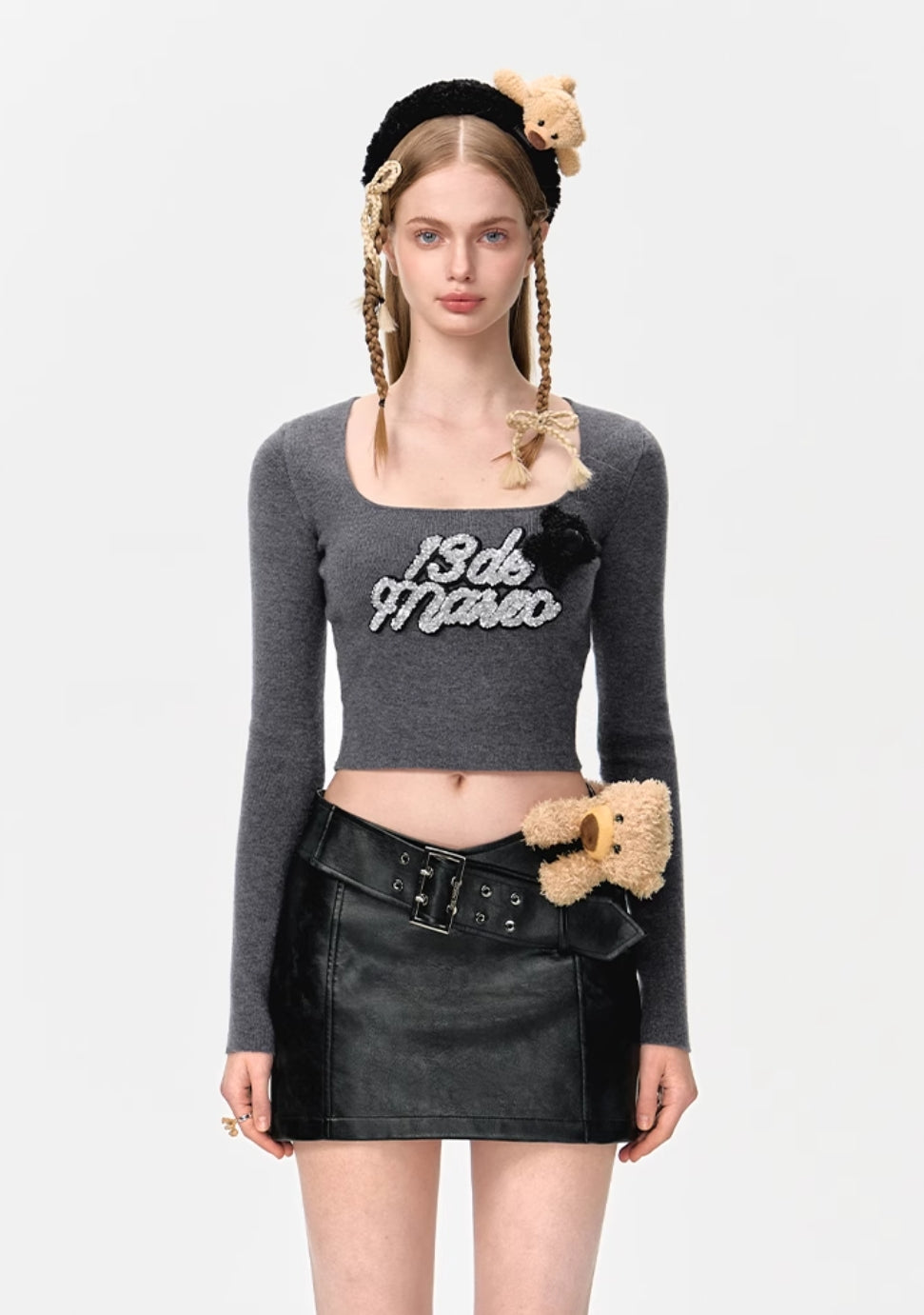 13DE MARZO SEQUIN LOGO TIGHT TOP