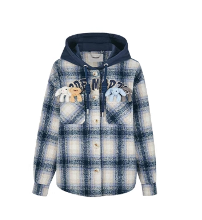 13DE MARZO PLAID WOOL SHIRT JACKET