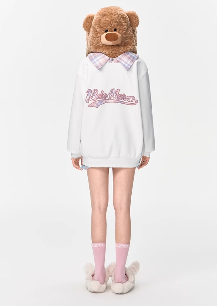 13DE MARZO BEAR ZIP FUZZY HOODIE