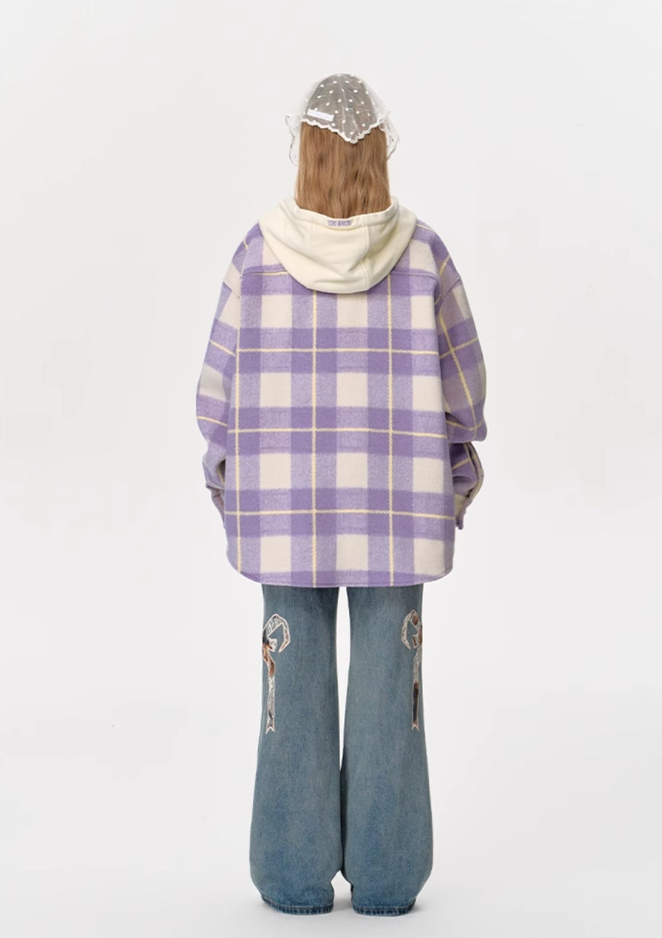13DE MARZO PLAID WOOL SHIRT JACKET
