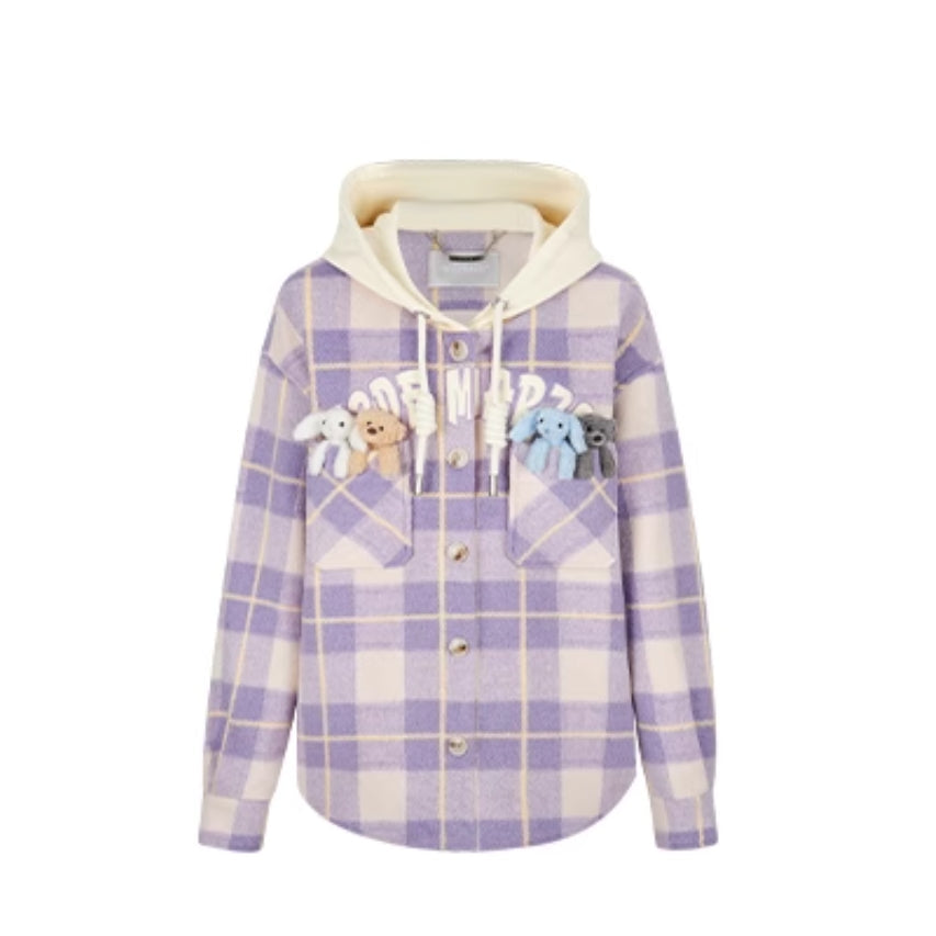 13DE MARZO PLAID WOOL SHIRT JACKET