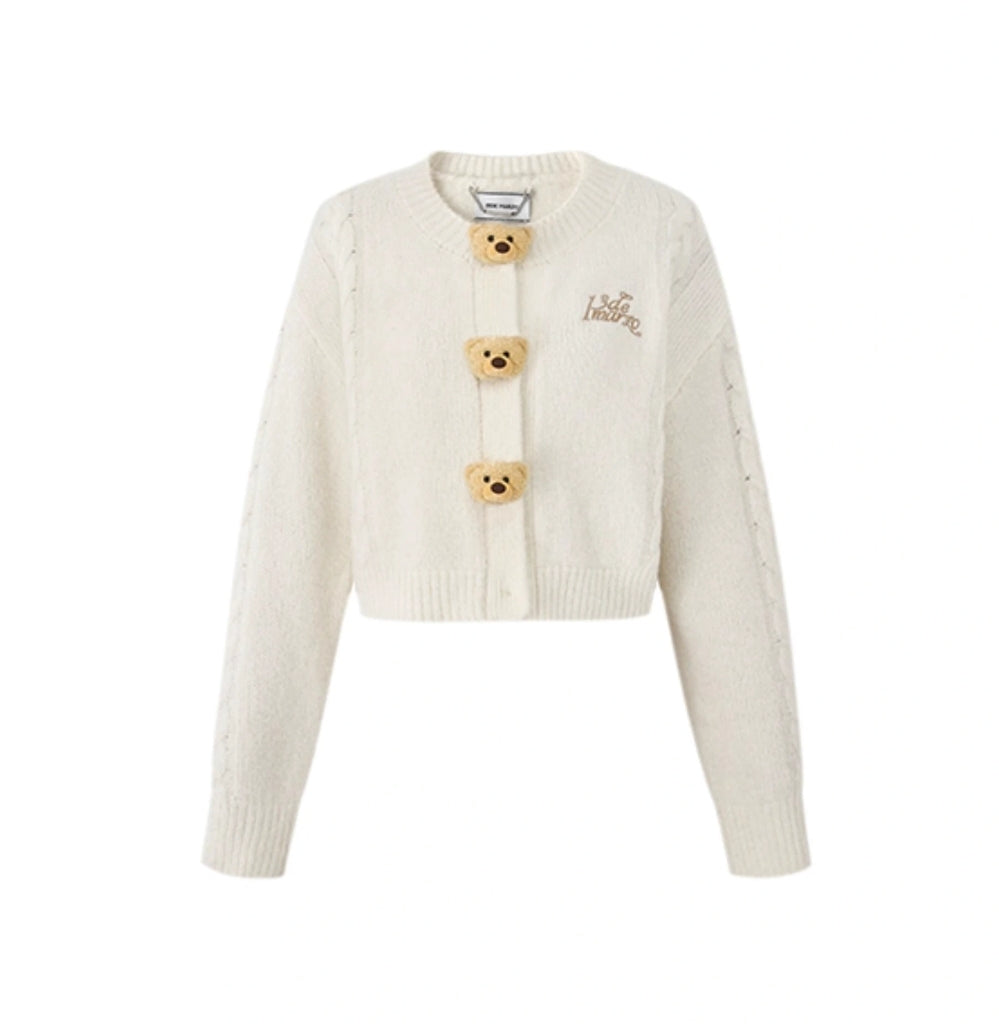 13DE MARZO KNIT DOLL BUTTON CARDIGAN WHITE