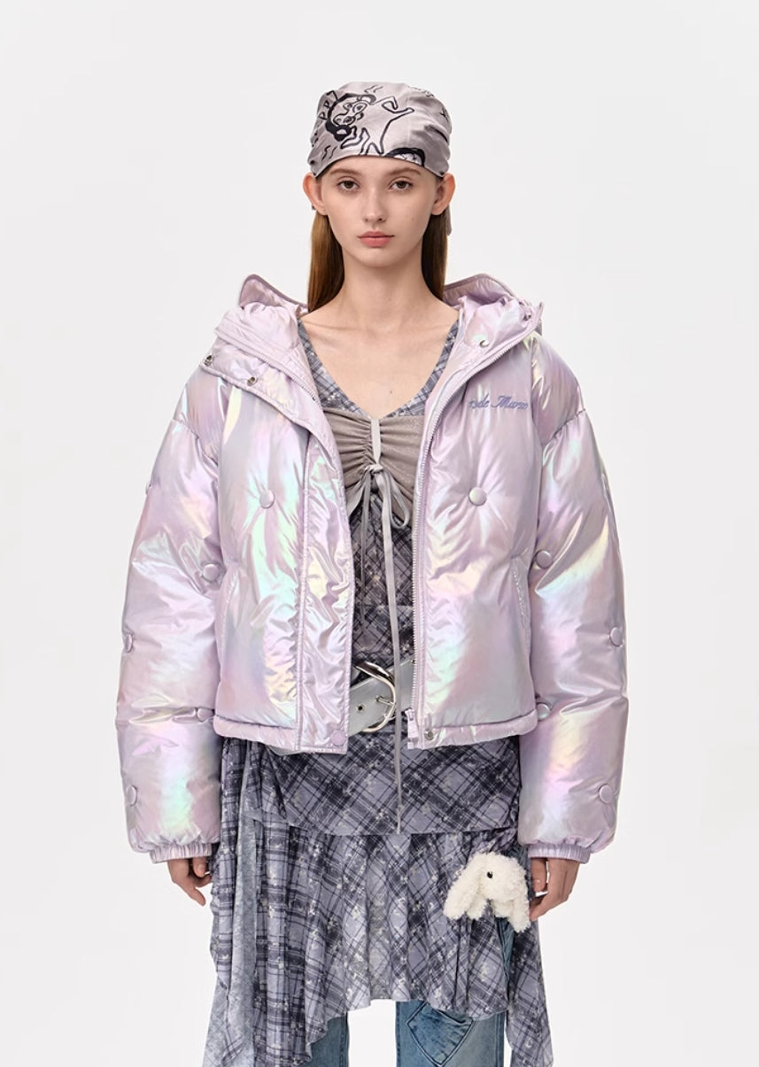 13DE MARZO BEAR BUTTON SILKY DOWN JACKET