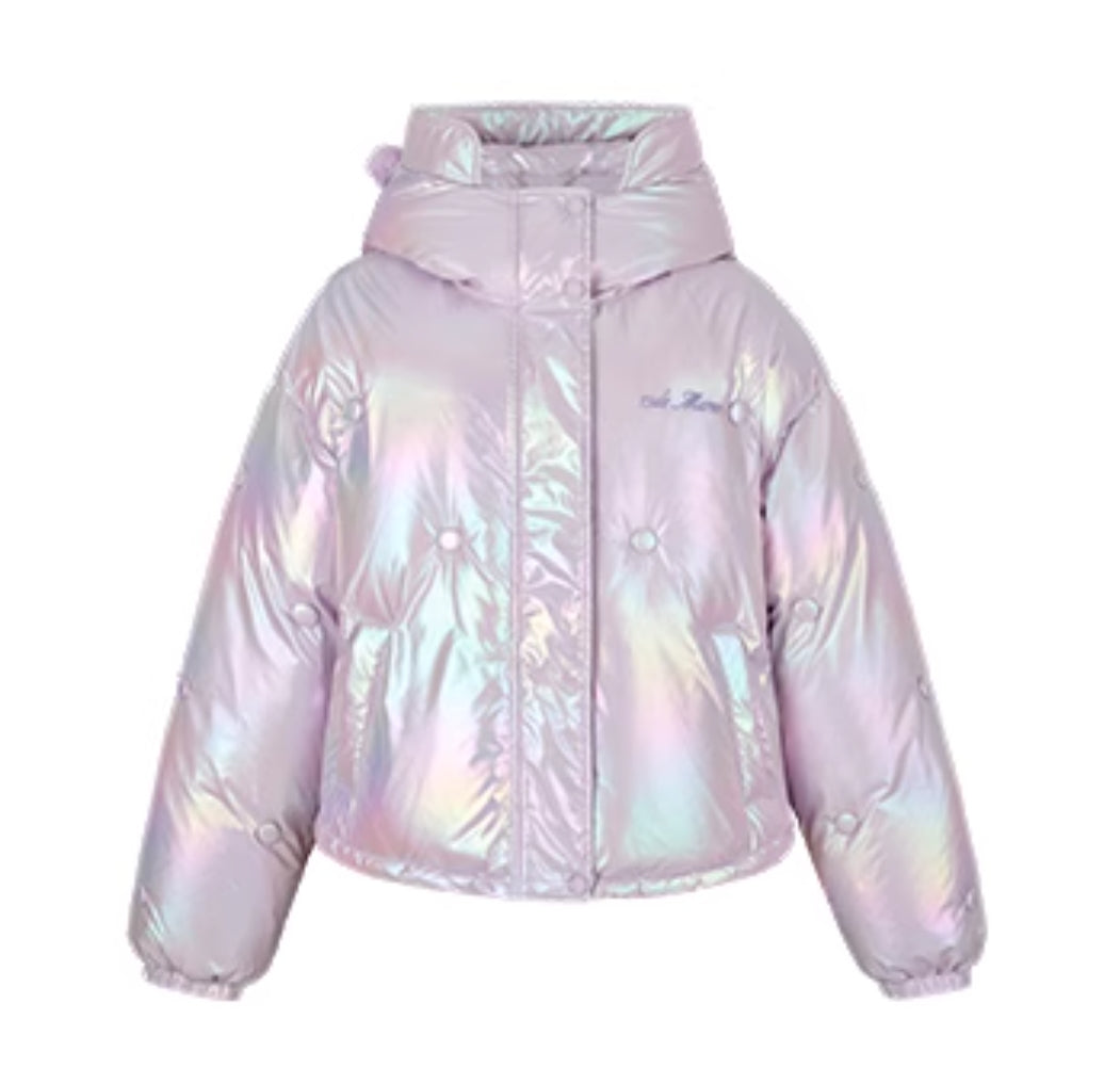 13DE MARZO BEAR BUTTON SILKY DOWN JACKET