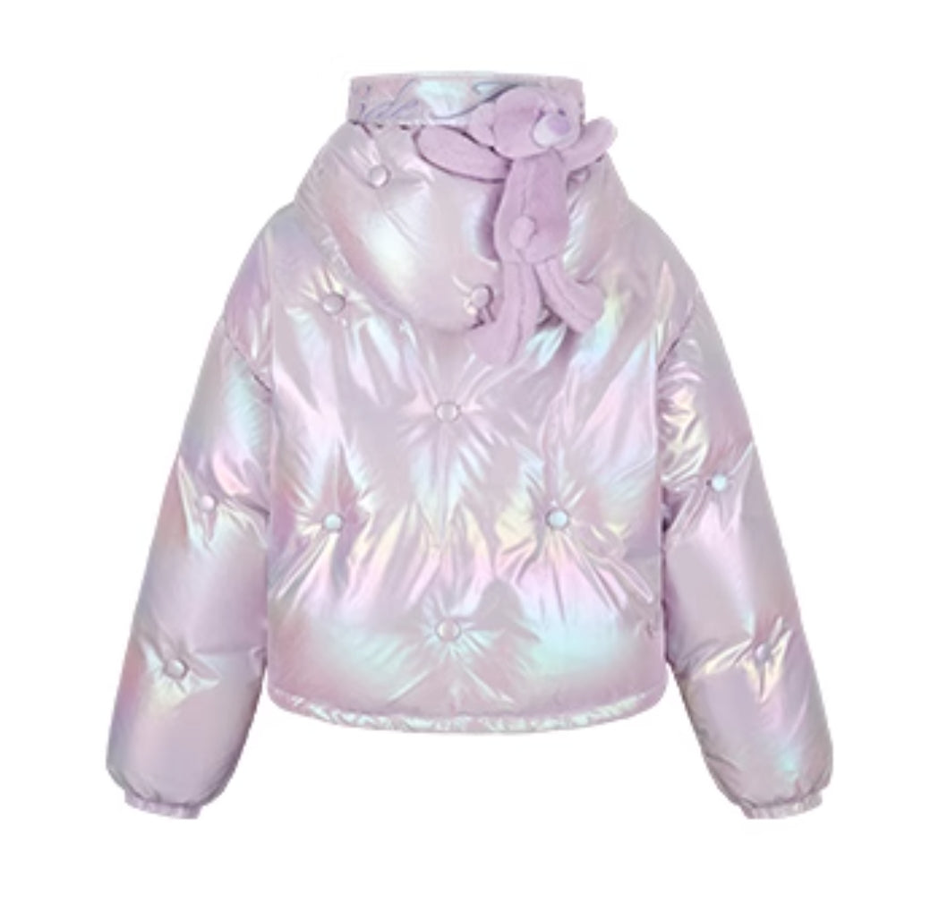 13DE MARZO BEAR BUTTON SILKY DOWN JACKET
