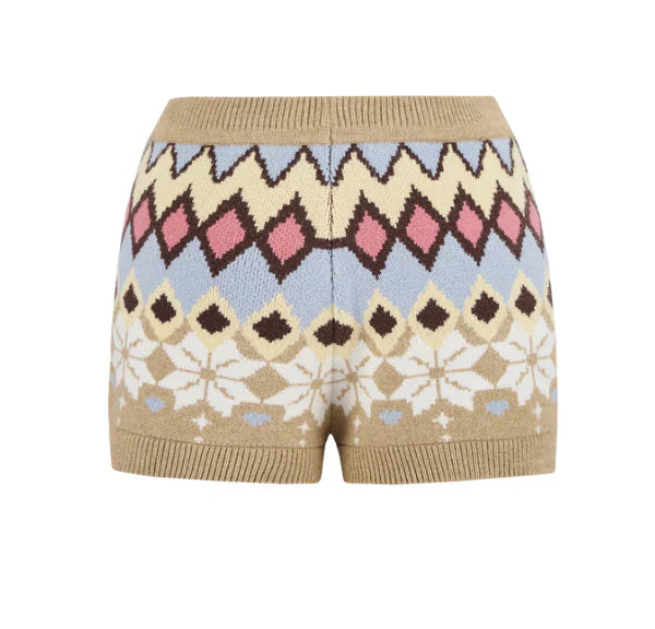 13DE MARZO Fair Isle Knit Shorts