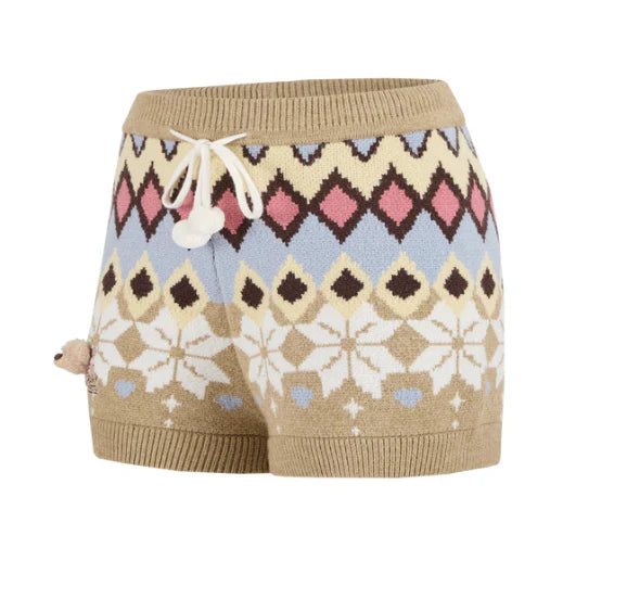 13DE MARZO Fair Isle Knit Shorts