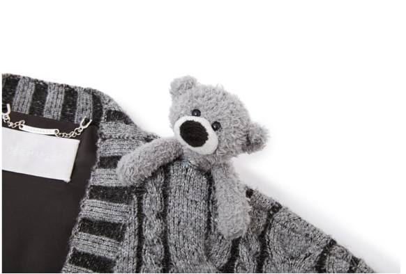 13DE MARZO Bear Yarn Weave Cardigan Dark Grey