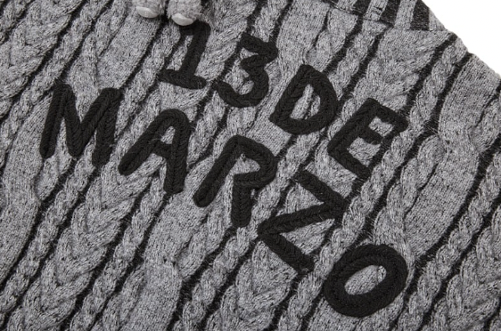 13DE MARZO Bear Yarn Weave Cardigan Dark Grey