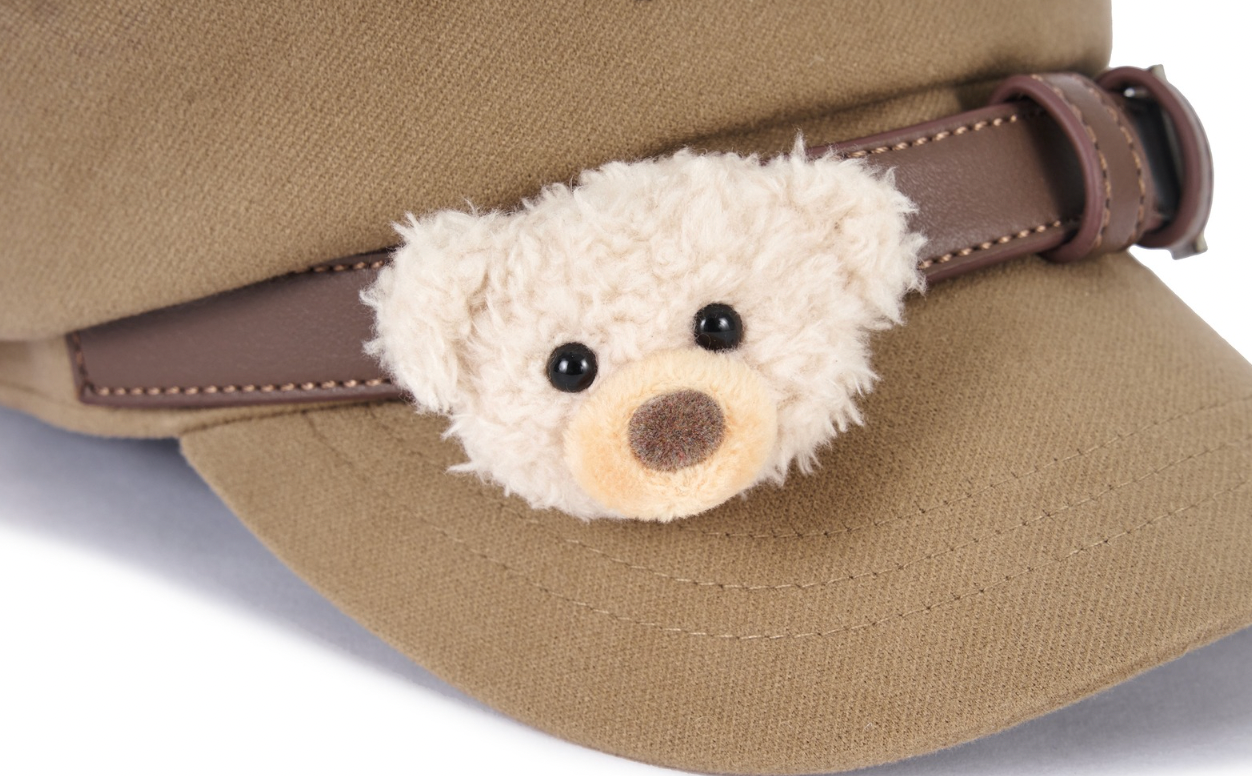 13DE MARZO Bear Belt Logo Beret  Brown